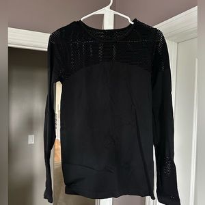 Fabletics black mesh detail athletic long sleeve - size small